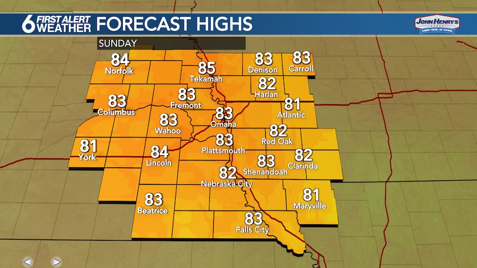 Another summerlike day is expected for today with highs in the lower 80s.