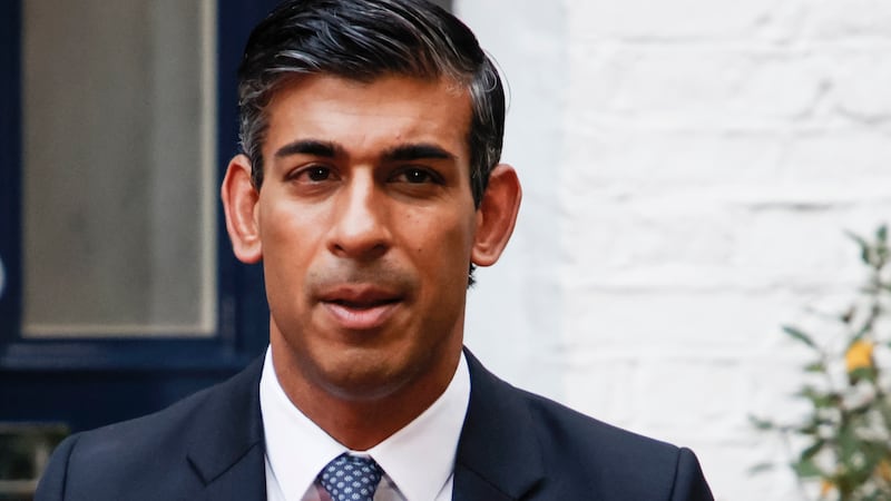 Conservative Party leadership candidate Rishi Sunak leaves his home in London on Monday. The...