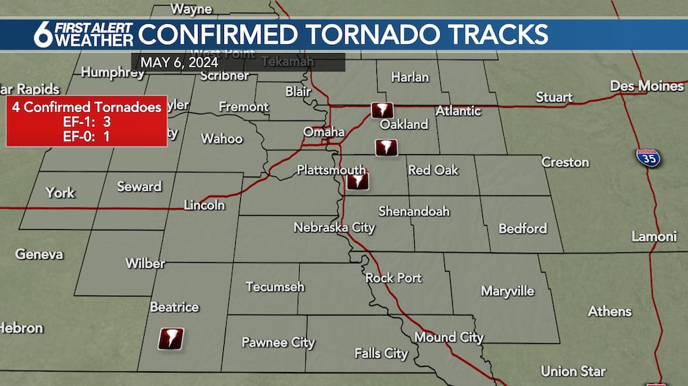 Confirmed Tornadoes from Monday, May 6th